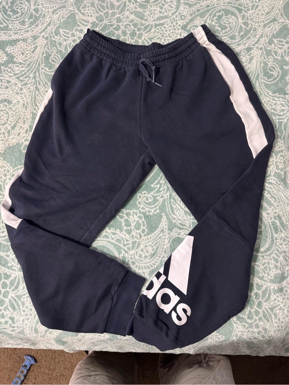 adidas Black Joggers with White Side Stripes and Logo